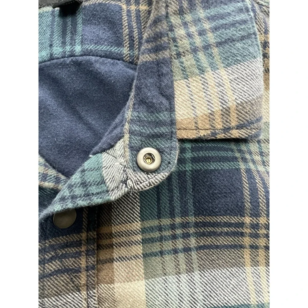 Banana Republic Men's Long Sleeve Plaid Flannel With Snaps Standard Fit‎ Large